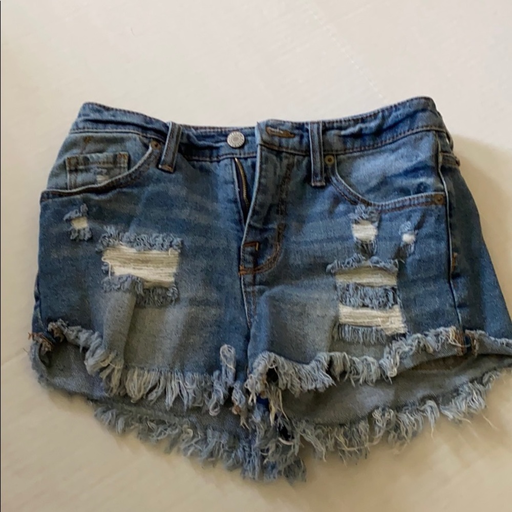 High rise blue jean shorts